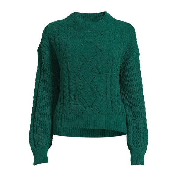 No Boundaries Teal Cable Knit Sweater - Picture 1 of 7